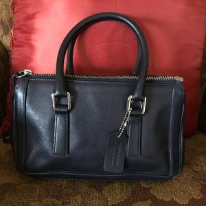 Vintage Coach navy blue leather Bonnie Satchel bag